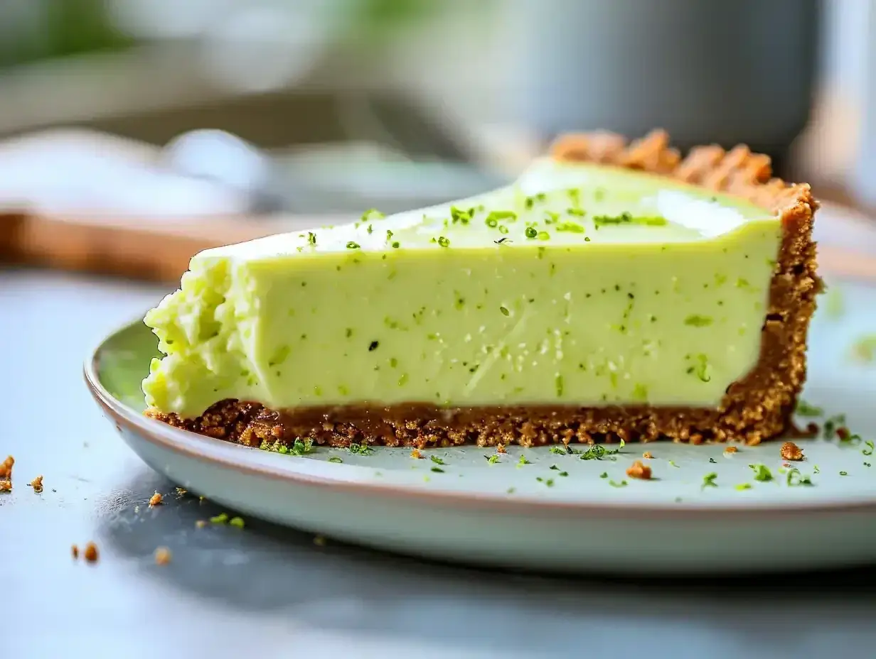 En krämig lime cheesecake med krispig botten, toppad med rivet limeskal. En perfekt dessert för alla tillfällen.