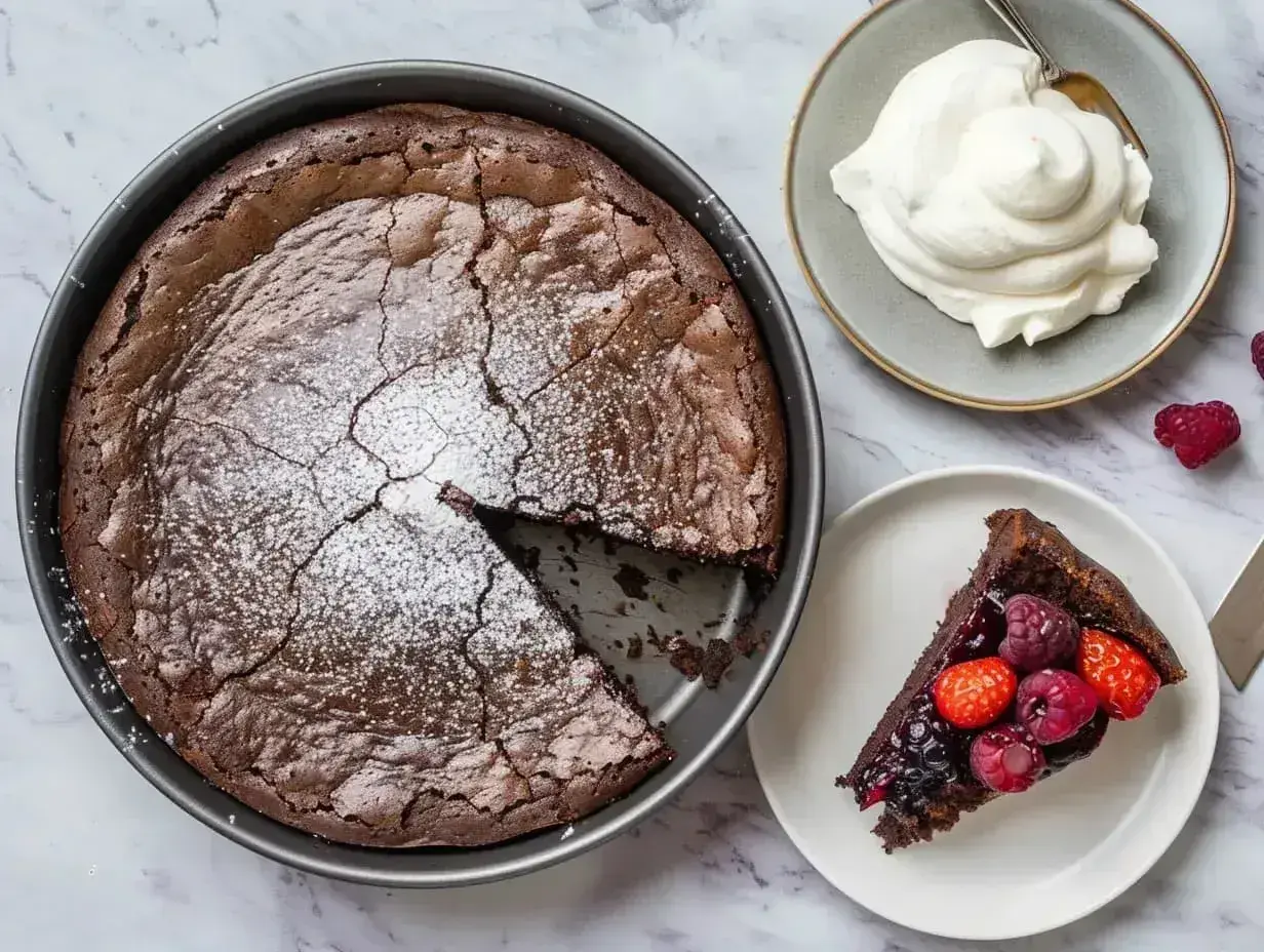 Chokladkaka med bär och vispgrädde. Gott och enkelt att baka, perfekt för fikat!