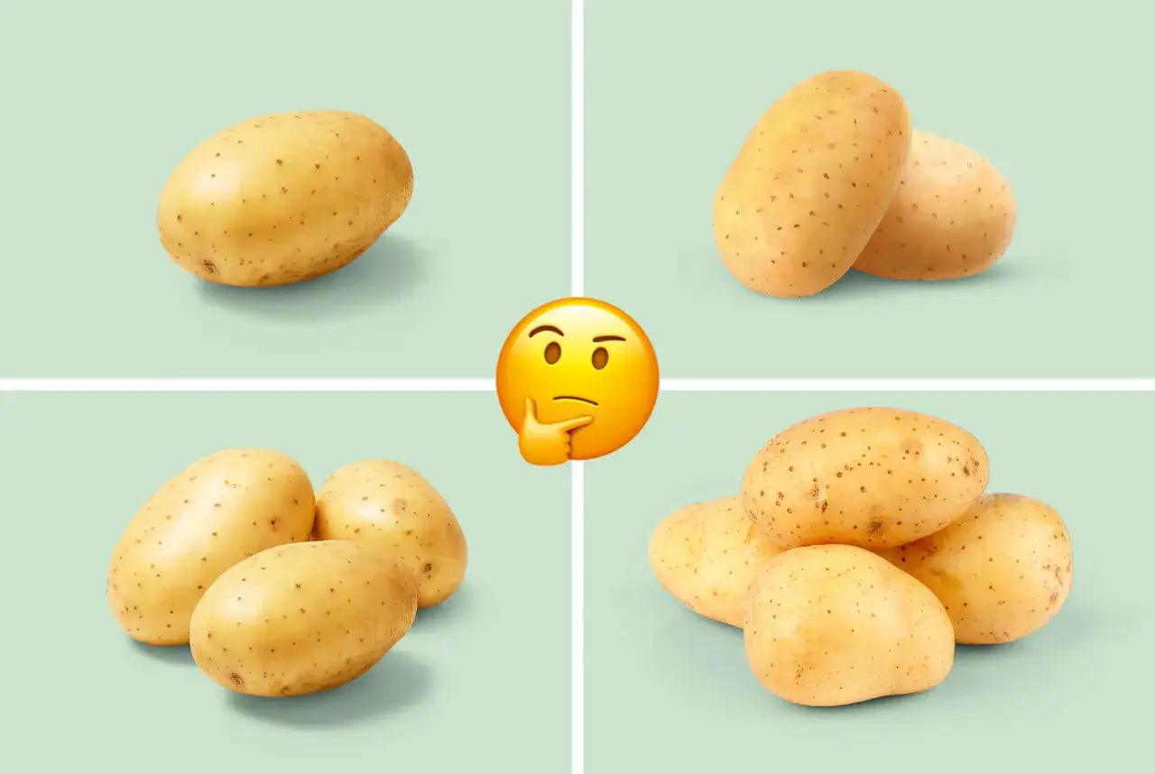 Hur många potatis per person? En, två eller fler? En tankfull emoji funderar över potatisen.
